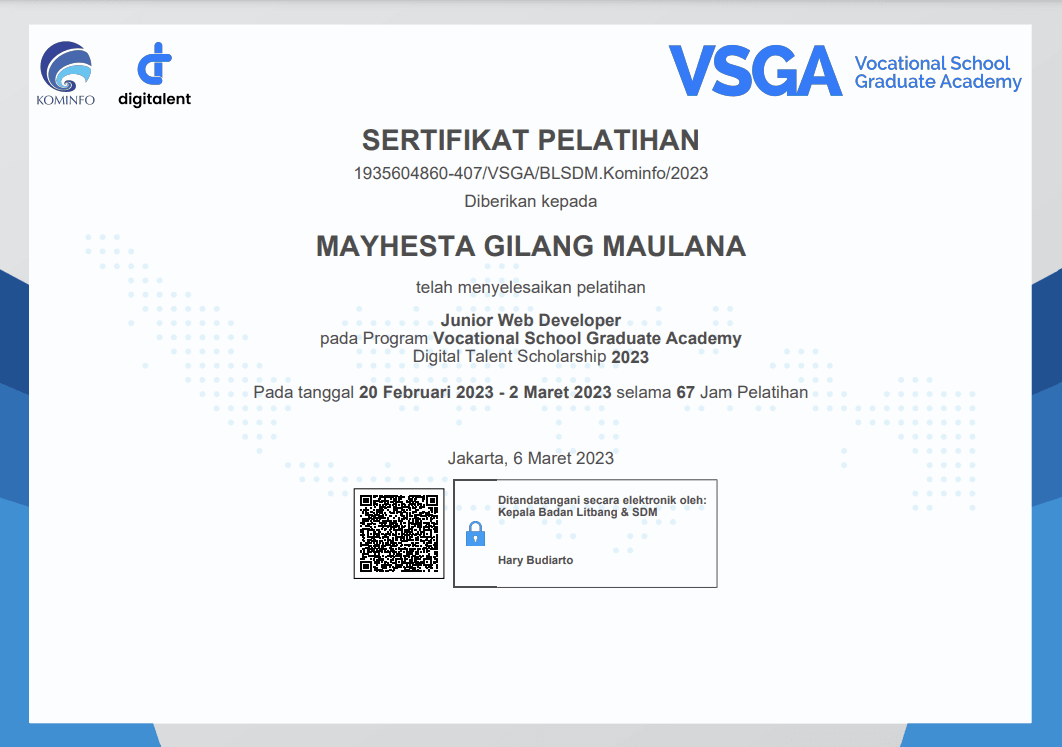 Junior Web Developer - Vocational School Graduate Academy Certificate